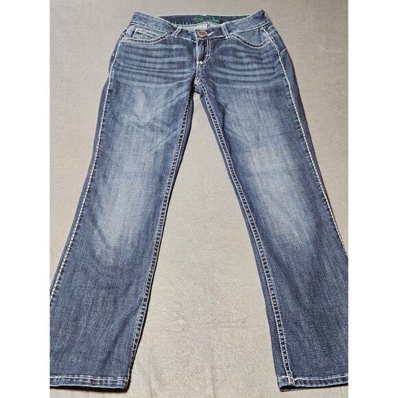 Wrangler Jeans Womens 5x32 Blue Boot Cut Western Cowgirl Rancher Rodeo Bedazzled - Picture 3 of 13